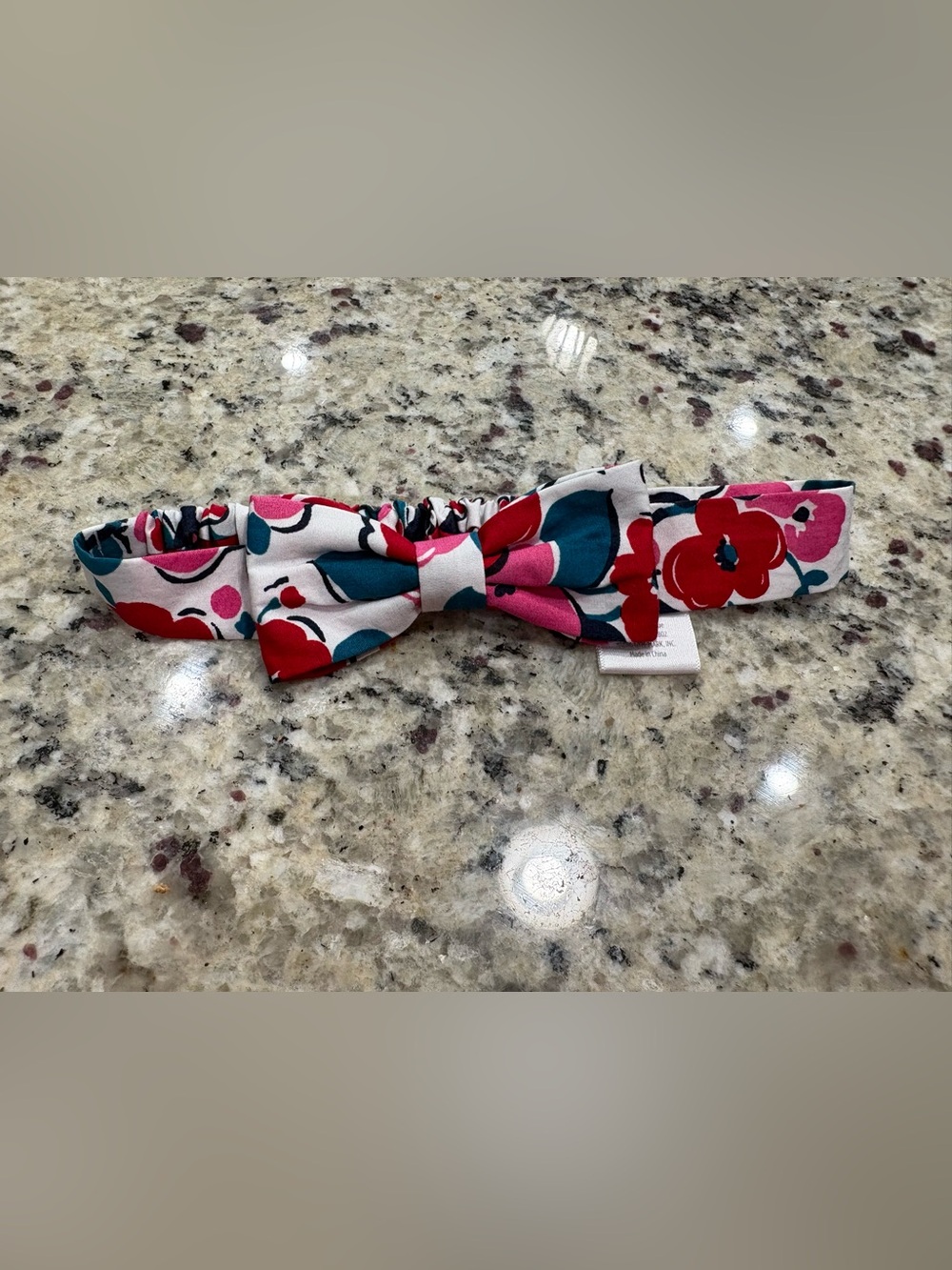 Gymboree pink red white teal floral pattern 100% cotton One Size toddle headband